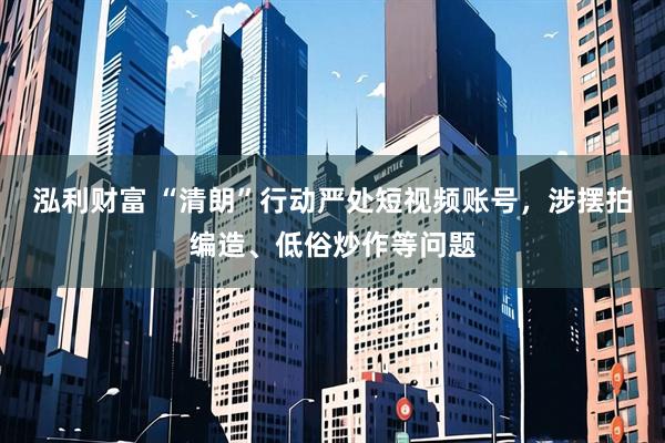 泓利财富 “清朗”行动严处短视频账号，涉摆拍编造、低俗炒作等问题